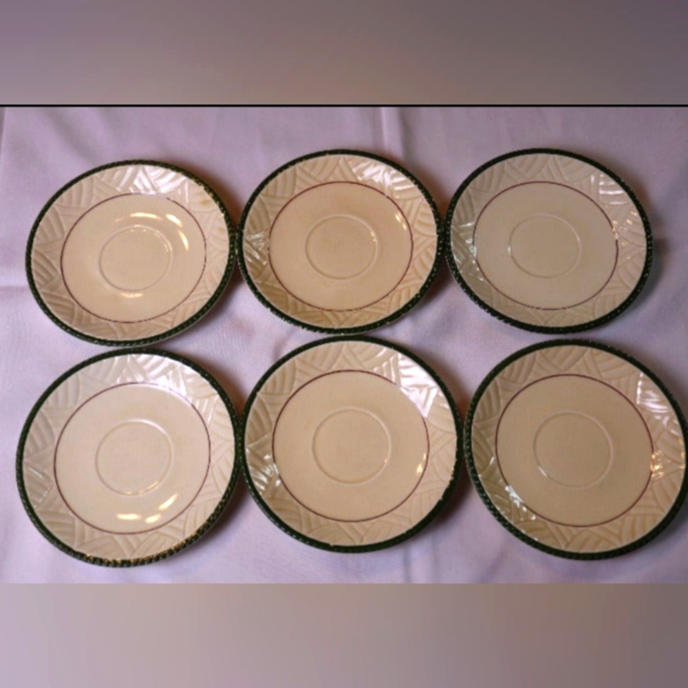 Vintage Set of 6 Sheffield Ware Grecian Ruins China 6" Saucer for Coffee…